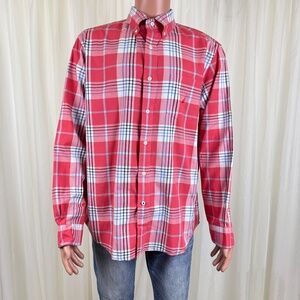 Men's  Nautica Plaid Long Sleeve Button Down Shirt Size  Large Orange